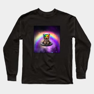 Space Rainbow Teddy Bear Astronaut Long Sleeve T-Shirt